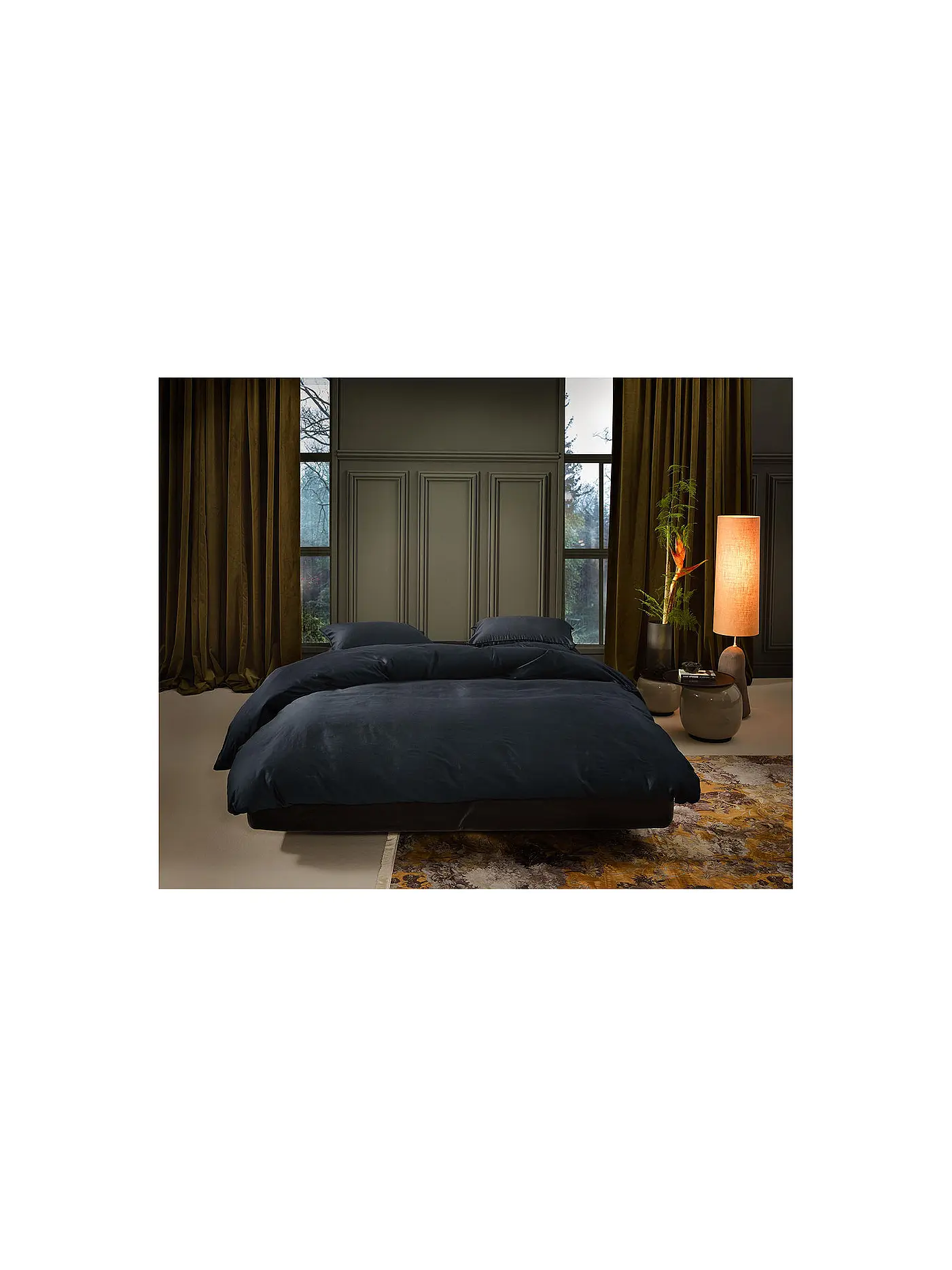 ESSENZA | Satin Bettwäsche Minte 70x90cm / 140x200cm Grey | dunkelblau